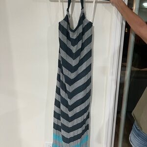 Gypsy 05 Chevron Maxi Dress - Black, Gray, and Blue